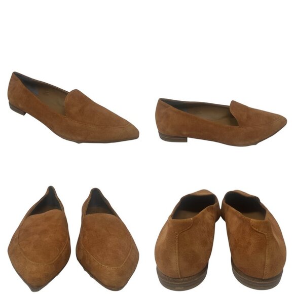 Everlane The Modern Point Flat Cognac Suede Leather Pointed Toe Loafers Size 11 - Picture 10 of 11